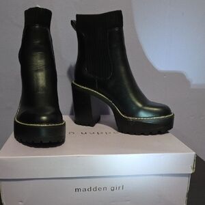 Madden Girl Chunky Black Heeled Boots